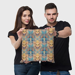 Подушка квадратная Мордашка котика узор, цвет: 3D-принт — фото 2
