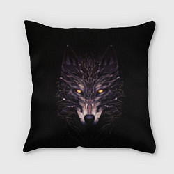 Подушка квадратная Волк в кромешной темноте, цвет: 3D-принт