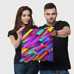 Подушка квадратная Неоновые разноцветные пластины, цвет: 3D-принт — фото 2
