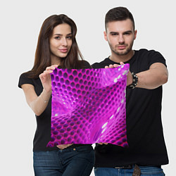 Подушка квадратная Розовые объемные соты, цвет: 3D-принт — фото 2