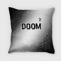 Подушка квадратная Doom glitch на светлом фоне: символ сверху, цвет: 3D-принт