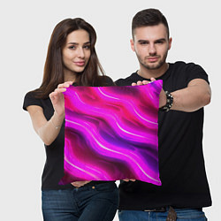 Подушка квадратная Розовая объемная абстракция, цвет: 3D-принт — фото 2