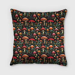 Подушка квадратная Сказочные грибы мухоморы паттерн, цвет: 3D-принт