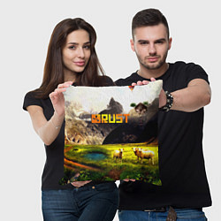 Подушка квадратная Rust poster game, цвет: 3D-принт — фото 2