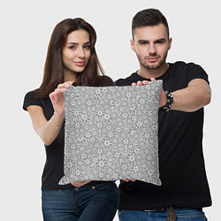 Подушка квадратная Цветочный паттерн светло-серый, цвет: 3D-принт — фото 2