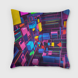 Подушка квадратная Пространство с кубами, цвет: 3D-принт