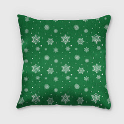 Подушка квадратная Hello winter green snow, цвет: 3D-принт