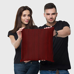 Подушка квадратная Красно-чёрный полосатый, цвет: 3D-принт — фото 2