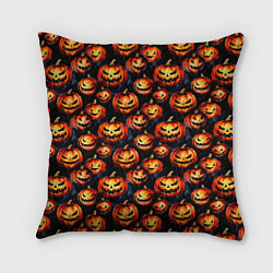 Подушка квадратная Весёлые тыквы на Хеллоуин паттерн, цвет: 3D-принт