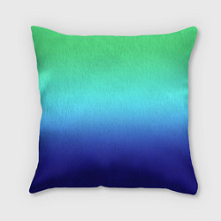 Подушка квадратная Градиент зелёно-синий, цвет: 3D-принт