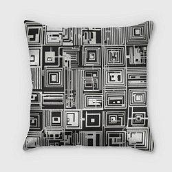 Подушка квадратная Белые полосы на чёрном фоне, цвет: 3D-принт
