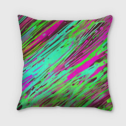 Подушка квадратная Разноцветные брызги зелёные и розовые, цвет: 3D-принт