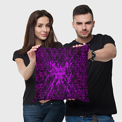 Подушка квадратная Фиолетовая глитч инфекция, цвет: 3D-принт — фото 2
