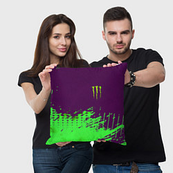 Подушка квадратная Monster energy taurin, цвет: 3D-принт — фото 2