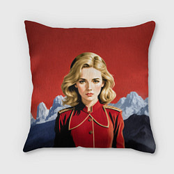 Подушка квадратная Девушка в красной униформе, цвет: 3D-принт