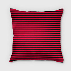 Подушка квадратная Красно-розовый в чёрную полоску, цвет: 3D-принт