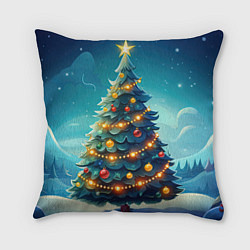 Подушка квадратная Новогодняя елка, цвет: 3D-принт