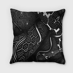 Подушка квадратная Чёрно-белая орнамент, цвет: 3D-принт