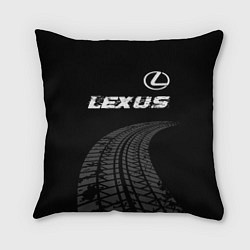Подушка квадратная Lexus speed на темном фоне со следами шин: символ, цвет: 3D-принт