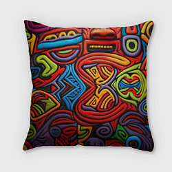 Подушка квадратная Разноцветный узор в стиле абстракционизм, цвет: 3D-принт