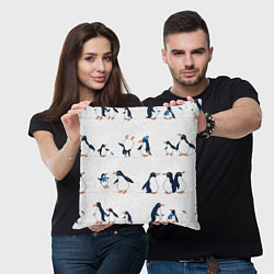 Подушка квадратная Семейство пингвинов на прогулке, цвет: 3D-принт — фото 2