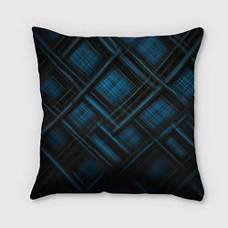 Подушка квадратная Тёмно-синяя шотландская клетка, цвет: 3D-принт