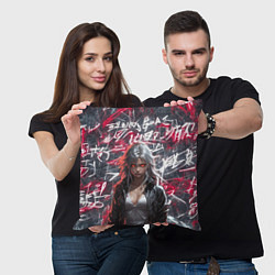 Подушка квадратная Девушка с горящими глазами, цвет: 3D-принт — фото 2