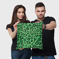 Подушка квадратная Зелёный леопард паттерн, цвет: 3D-принт — фото 2