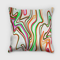 Подушка квадратная Разноцветные волнистые линии абстракция, цвет: 3D-принт
