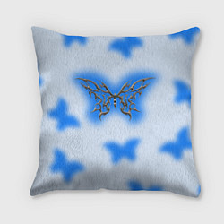 Подушка квадратная Y2K blue butterfly, цвет: 3D-принт