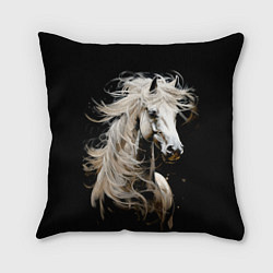 Подушка квадратная Лошадь белая в ночи, цвет: 3D-принт