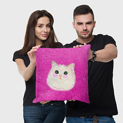 Подушка квадратная Кот мем в сердечках, цвет: 3D-принт — фото 2
