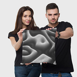 Подушка квадратная Чёрно белый точечный абстрактный фон, цвет: 3D-принт — фото 2