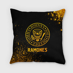 Подушка квадратная Ramones - gold gradient, цвет: 3D-принт