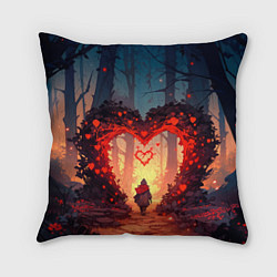 Подушка квадратная Сердце в сердце на закате, цвет: 3D-принт