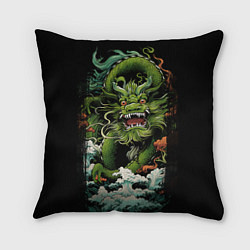 Подушка квадратная Зеленый дракон символ года, цвет: 3D-принт