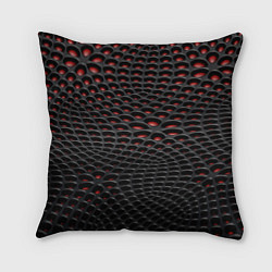 Подушка квадратная Узор на чёрно красном карбоновом фоне, цвет: 3D-принт