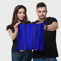 Подушка квадратная Абстрактные полосы ультрамарин, цвет: 3D-принт — фото 2