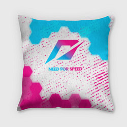 Подушка квадратная Need for Speed neon gradient style, цвет: 3D-принт