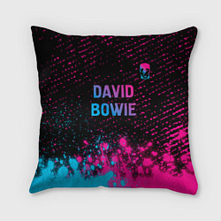 Подушка квадратная David Bowie - neon gradient посередине, цвет: 3D-принт