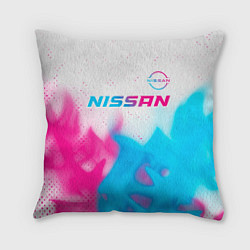 Подушка квадратная Nissan neon gradient style посередине, цвет: 3D-принт