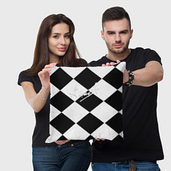 Подушка квадратная Алиса шахматная клетка, цвет: 3D-принт — фото 2