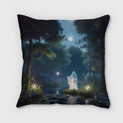 Подушка квадратная Одинокий призрак в лесу, цвет: 3D-принт