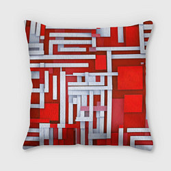 Подушка квадратная Полосы на красном фоне, цвет: 3D-принт