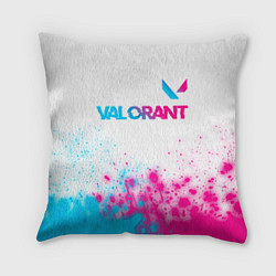 Подушка квадратная Valorant neon gradient style посередине, цвет: 3D-принт