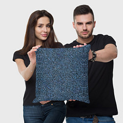 Подушка квадратная Чёрные и синие мазки, цвет: 3D-принт — фото 2