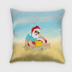 Подушка квадратная Дед Мороз на море, цвет: 3D-принт