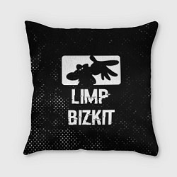 Подушка квадратная Limp Bizkit glitch на темном фоне, цвет: 3D-принт