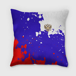 Подушка квадратная Российский герб на триколоре, цвет: 3D-принт