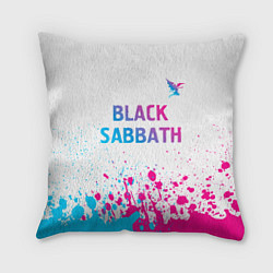 Подушка квадратная Black Sabbath neon gradient style посередине, цвет: 3D-принт